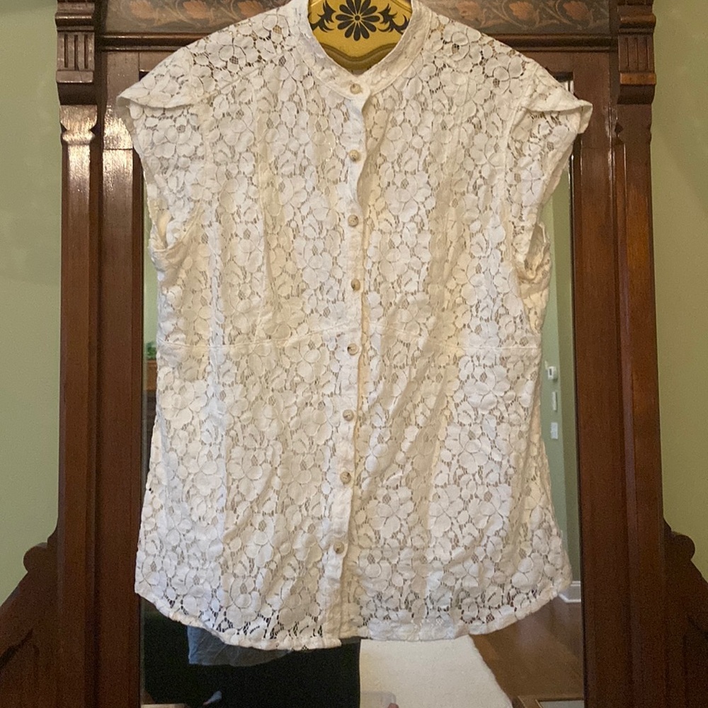 Michael Kors Button Down Lace Top